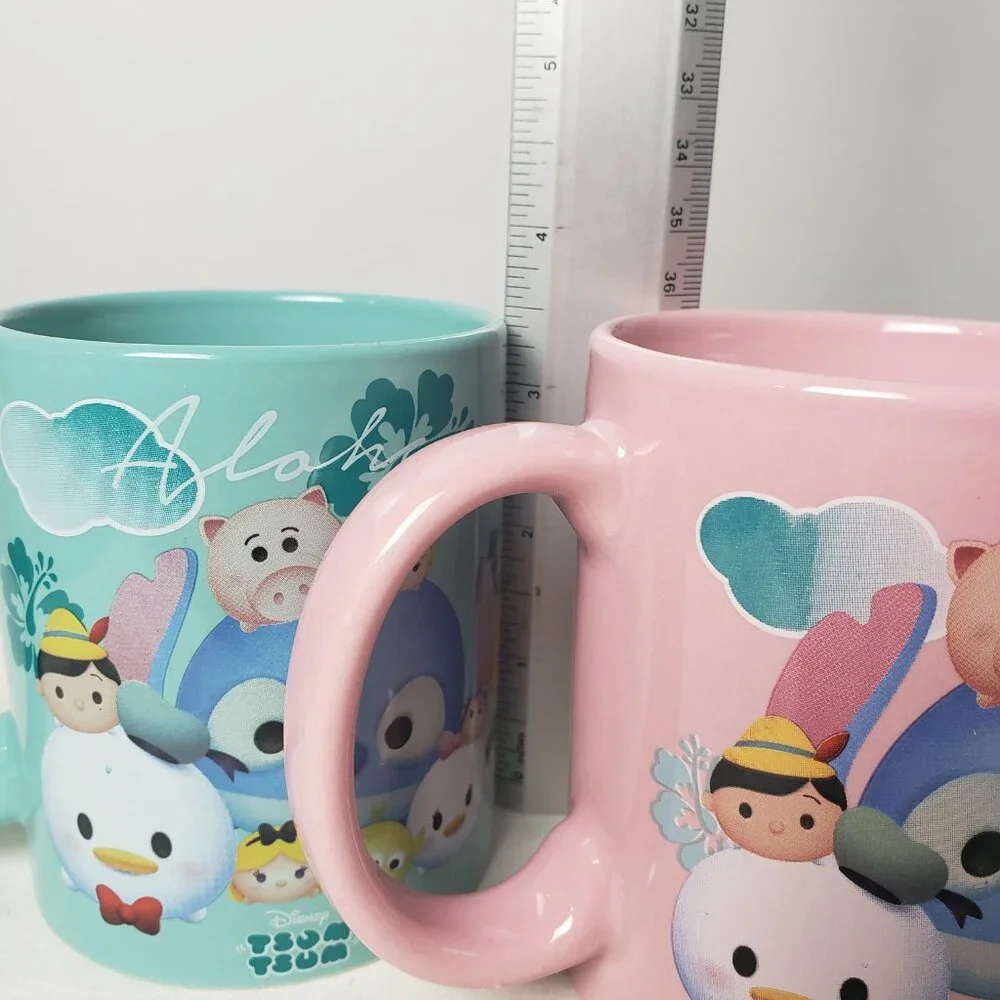 Disney Pixar Tsum Tsum Winnie the Pooh in Hawaii Jerry Leigh Mugs Pink/Blue x2